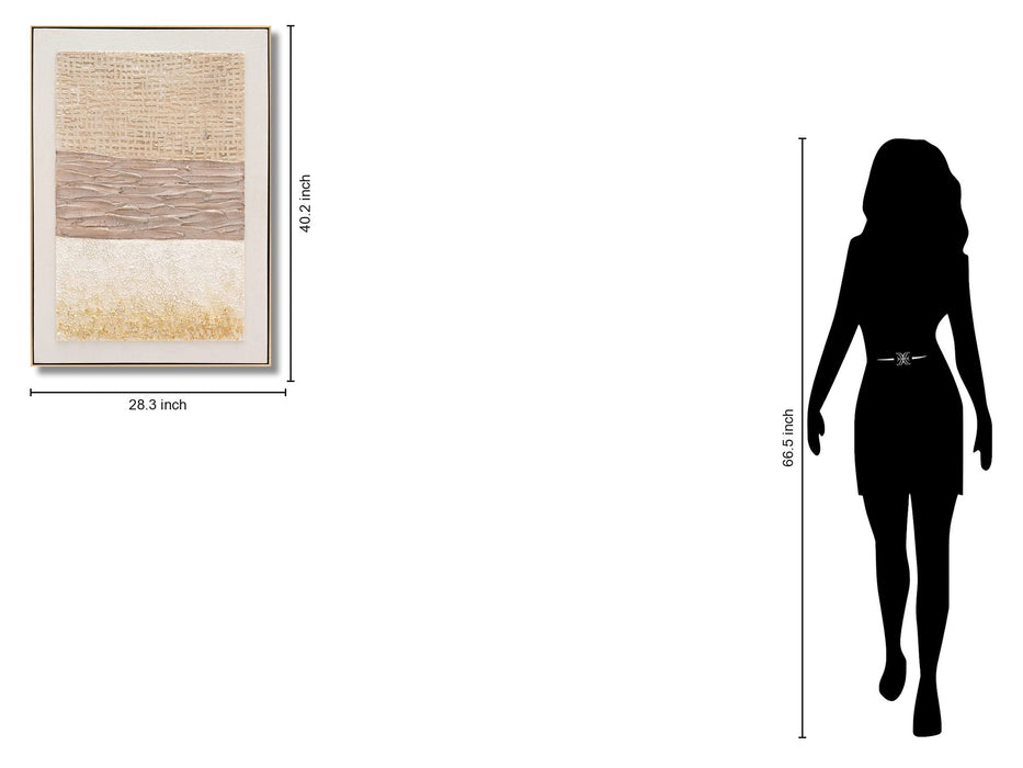 Golden Texture Harmony - 28" x 40" Framed Wall Art