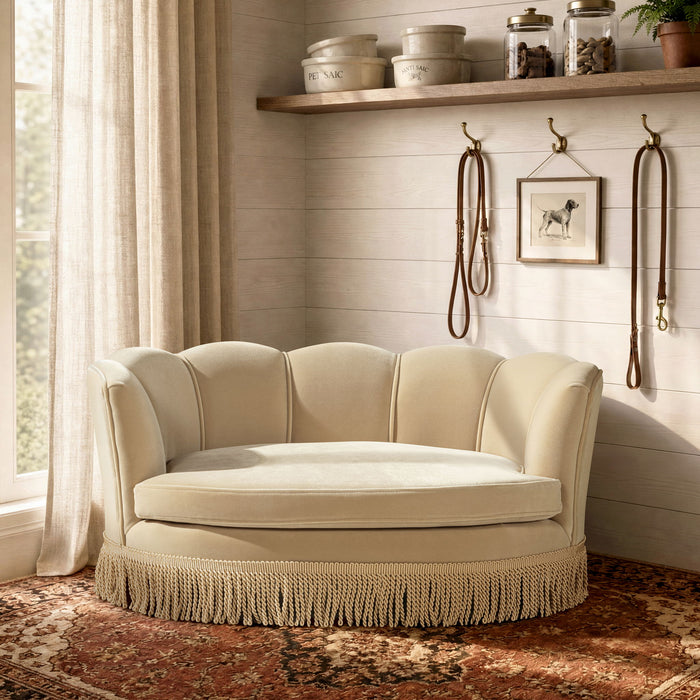 Clara - Medium Scalloped Pet Sofa Bed - Brown
