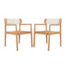 Creative Braided Acacia Wood Outdoor Dining Table And Chairs With Armrests (Set of 2) - Teak / White