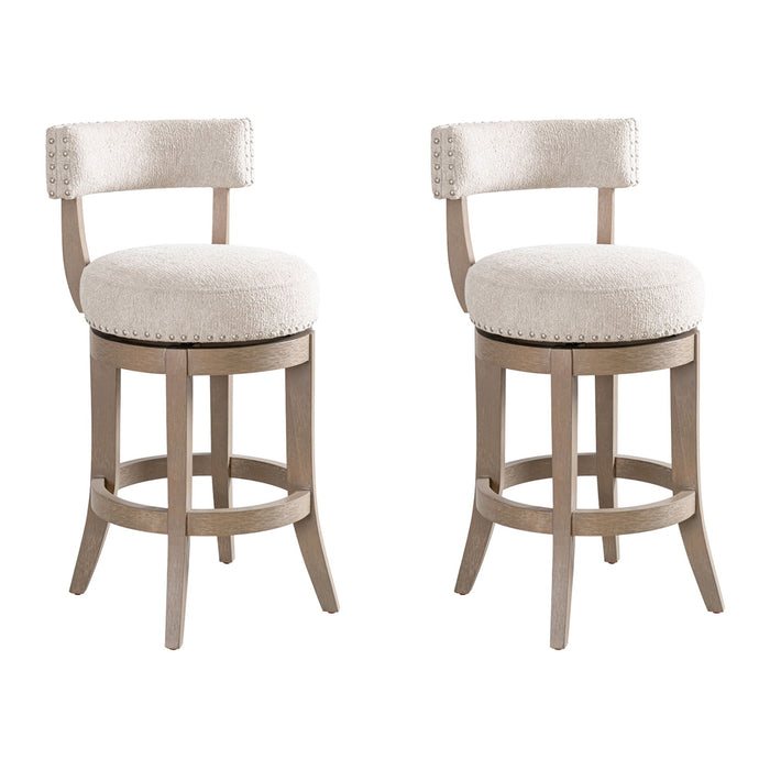 Mystic - Solid Wood Upholstered 26" Counter Height Swivel Barstool