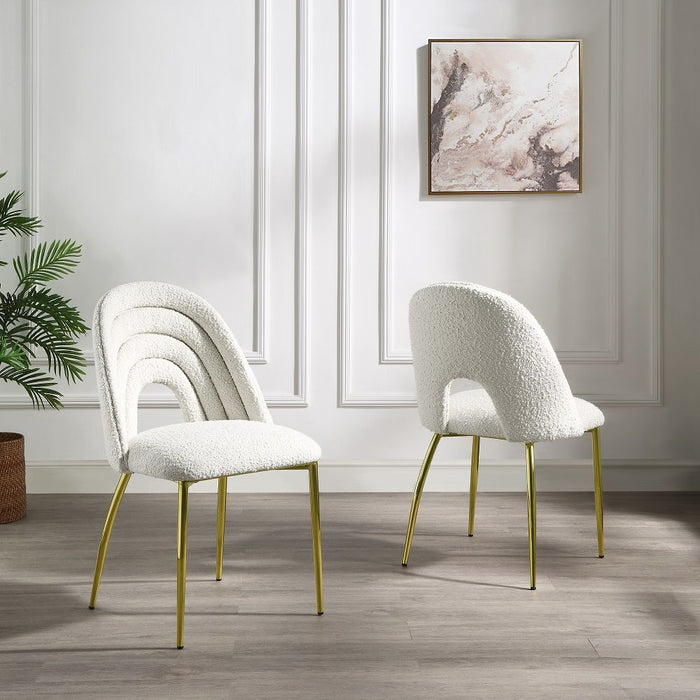Fadri - Side Chair Set of 2) - Teddy Sherpa & Mirrored Gold