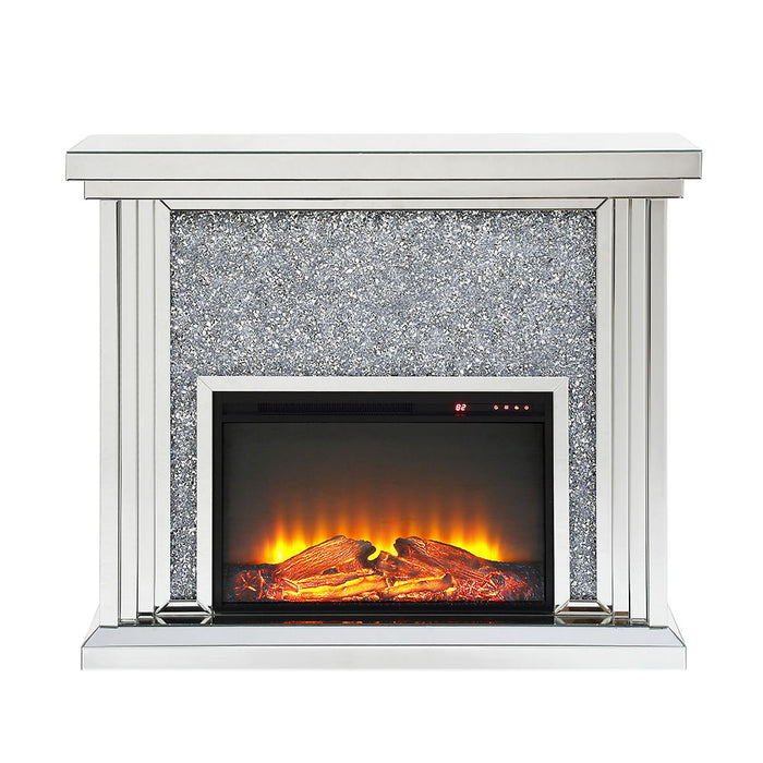 Noralie - 40" Fireplace - Mirrored & Faux Diamonds