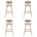 Fox - Bar Height Curved Back Wood Bar Stool With Faux Leather Seat