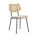 Winslet - Mid-Century Modern Rattan Back Dining Chair With Boucle Seat And Black Metal Legs - Desert Sand