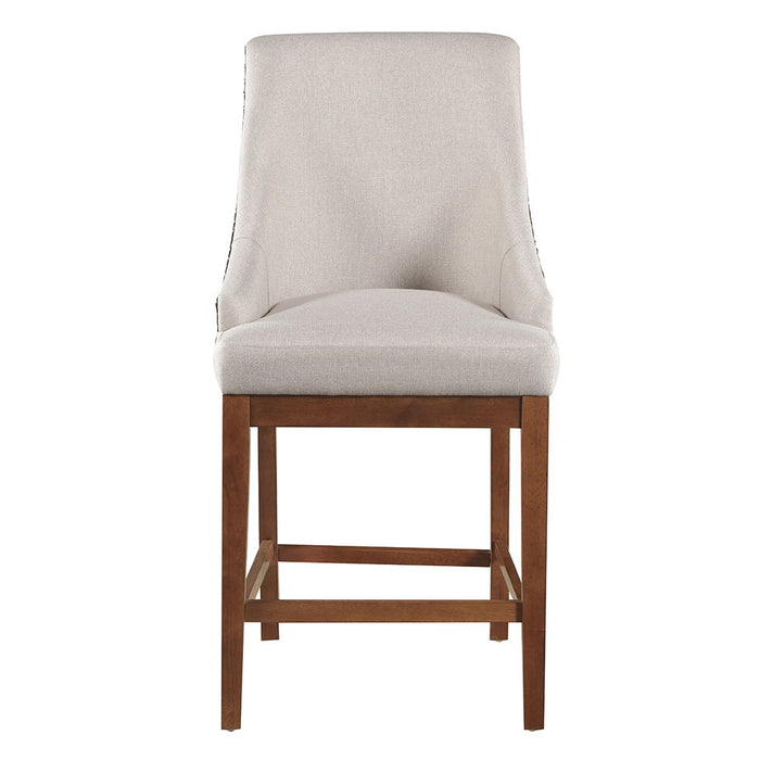 Gilsea - Counter Height Chair Set of 2) - Fabric, Brown Synthetic Leather & Brown