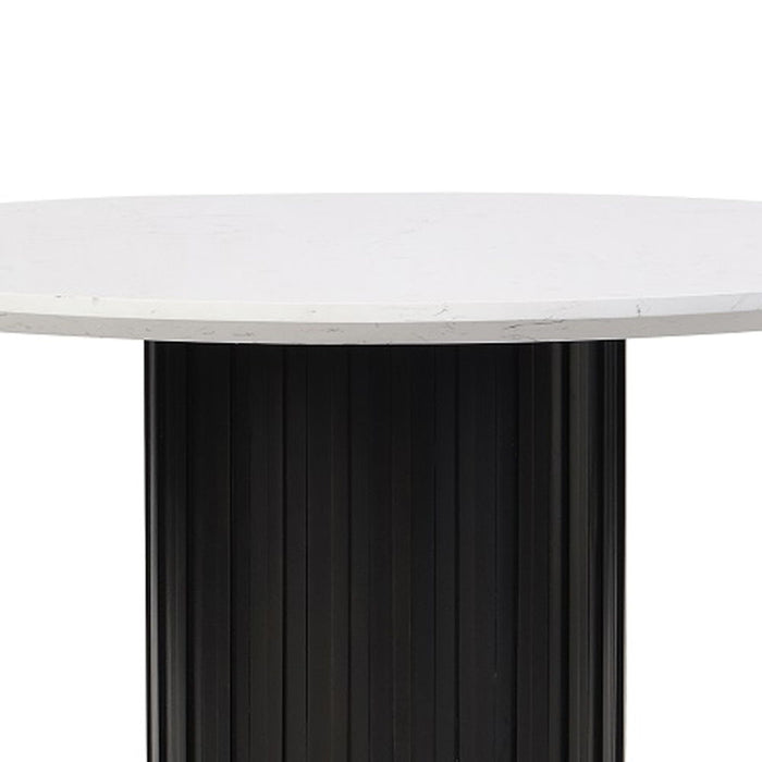 Jaramillo - Round Dining Table With Engineered Marble Top - Engineered Marble Top & Black