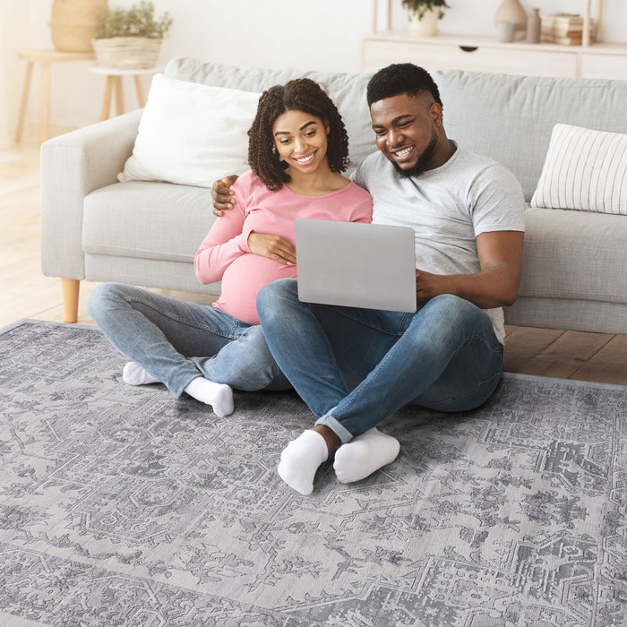 Marfi - 8' X 10' Oriental Area Rug - Silver