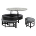 Rounded Storage Coffee Table With 3 Stools