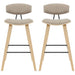 Fox - Bar Height Curved Back Wood Bar Stool With Faux Leather Seat