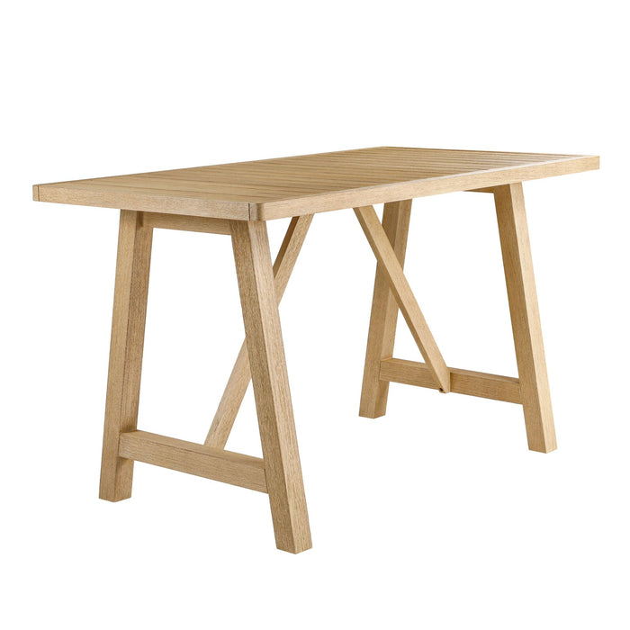Delfina - 5-Piece Outdoor Bar Dining Set - Natural Eucalyptus