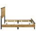 Mid-century modern Twin and Full platform-style panel beds with natural wood finish on showroom clearance in Sacramento.