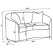 Soft latte bouclé loveseat with plush seating and accent pillows at our Sacramento furniture outlet
