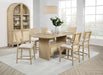 Kailani Cane Counter Height Storage Dining Table Beige Oak