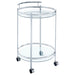 Chrissy Round Glass Shelf Metal Bar Cart Chrome
