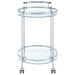 Chrissy Round Glass Shelf Metal Bar Cart Chrome
