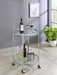 Chrissy Round Glass Shelf Metal Bar Cart Chrome