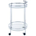 Chrissy Round Glass Shelf Metal Bar Cart Chrome