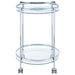 Chrissy Round Glass Shelf Metal Bar Cart Chrome