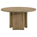 Adina 53-inch Round Wood Dining Table Distressed Light Brown