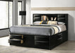 Briana Wood Eastern King Storage Bookcase Bed Black