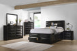 Briana Wood Eastern King Storage Bookcase Bed Black