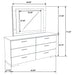 Felicity 6-drawer Dresser with LED Mirror White High Gloss