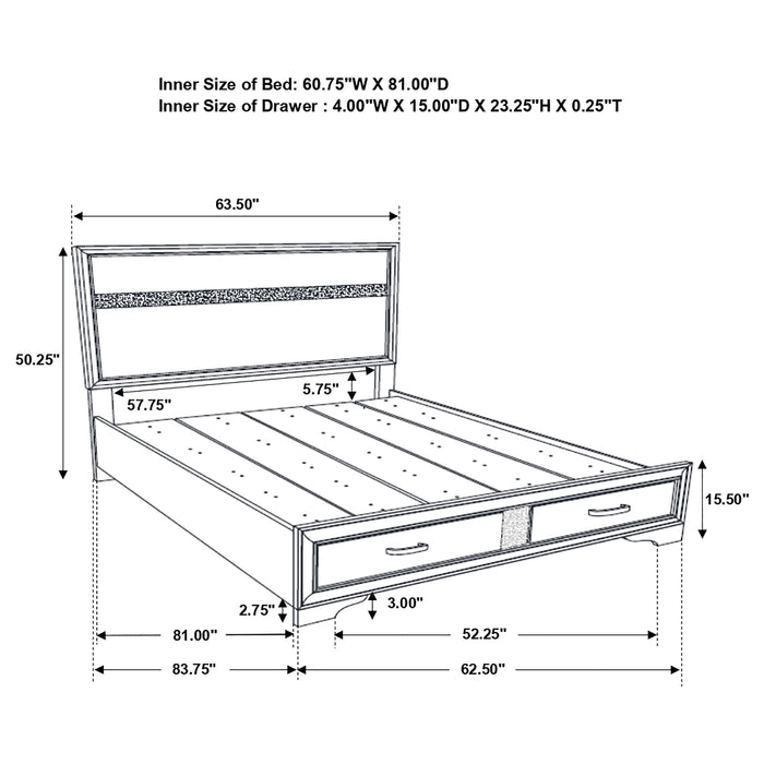 Miranda 51-inch Wood Queen Storage Panel Bed Black