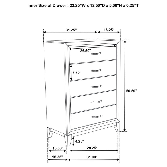 Watson Five-piece Twin Bedroom Set Grey Oak