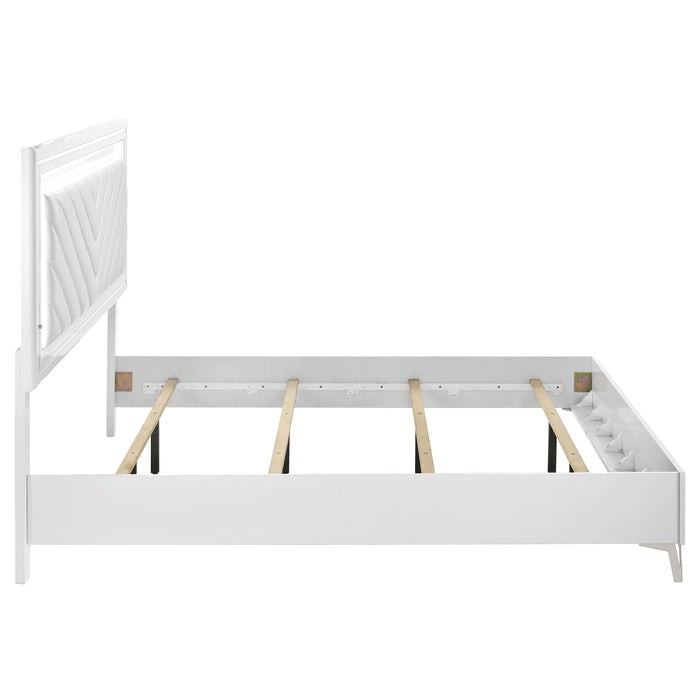 Cassia Eastern King LED Panel Bed White High Gloss