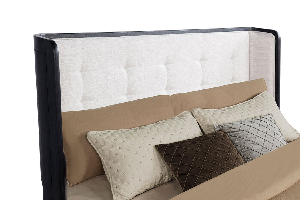 Leandro 55-inch Eastern King Wingback Bed Burnished Black