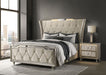 Lorient Queen LED Upholstered Wingback Bed Ivory and Camel