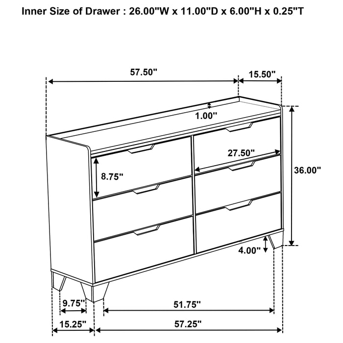 Henderson 6-drawer Bedroom Dresser Cabinet Medium Oak