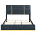 Ines 56-inch Fabric Upholstered Eastern King Panel Bed Navy