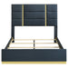 Ines 56-inch Fabric Upholstered Queen Panel Bed Navy