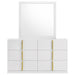 Ines 6-drawer Bedroom Dresser with Mirror White High Gloss