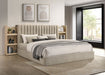 Arielle Eastern King Bookcase Panel Storage Bed Light Oak
