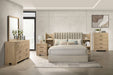 Arielle Eastern King Bookcase Panel Storage Bed Light Oak