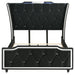 Lorient Queen LED Upholstered Wingback Bed Black