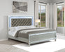 Gunnison Wood Eastern King LED Panel Bed Silver Metallic