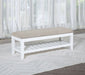 Bexhill Upholstered Rectangular Bench with Shelf White