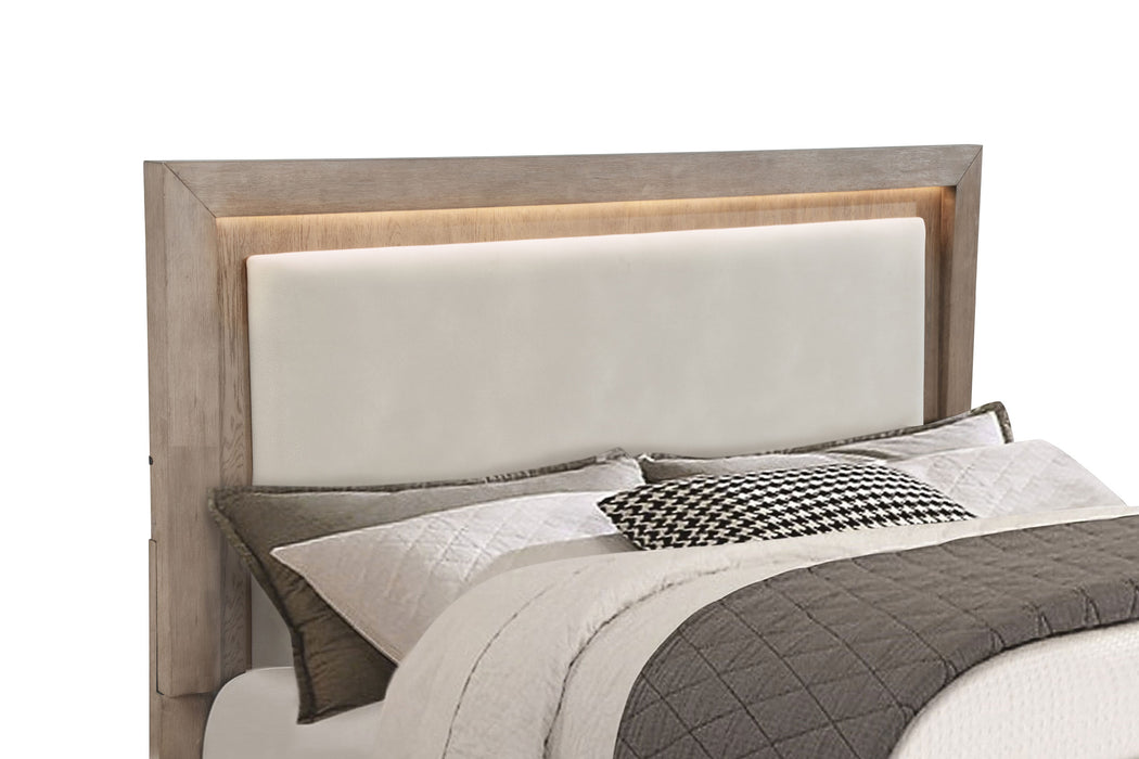 Kenora 56-inch California King LED Storage Bed Barley Brown