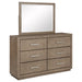 Kenora 6-drawer Dresser and Mirror Barley Brown