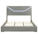 Ives Eastern King Panel Bed LED Headboard Grey High Gloss