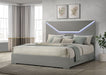 Ives Eastern King Panel Bed LED Headboard Grey High Gloss