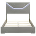 Ives Queen Panel Bed LED Headboard Grey High Gloss