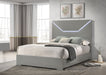 Ives Queen Panel Bed LED Headboard Grey High Gloss