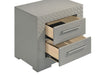 Ives 2-drawer Nightstand Bedside Table Grey High Gloss