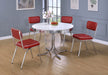 Retro Round 42-inch Wood Top Dining Table White and Chrome