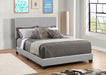 Dorian Faux Leather Upholstered Eastern King Panel Bed Grey