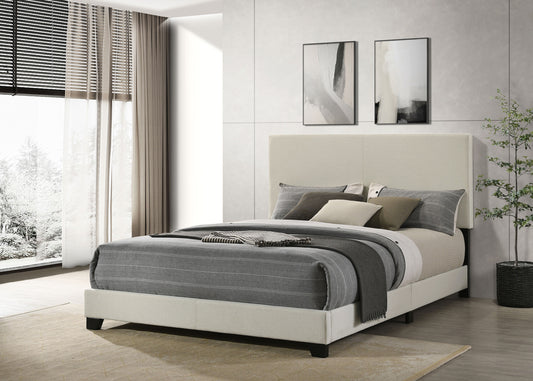 Dorian Fabric Upholstered Queen Panel Bed Cream